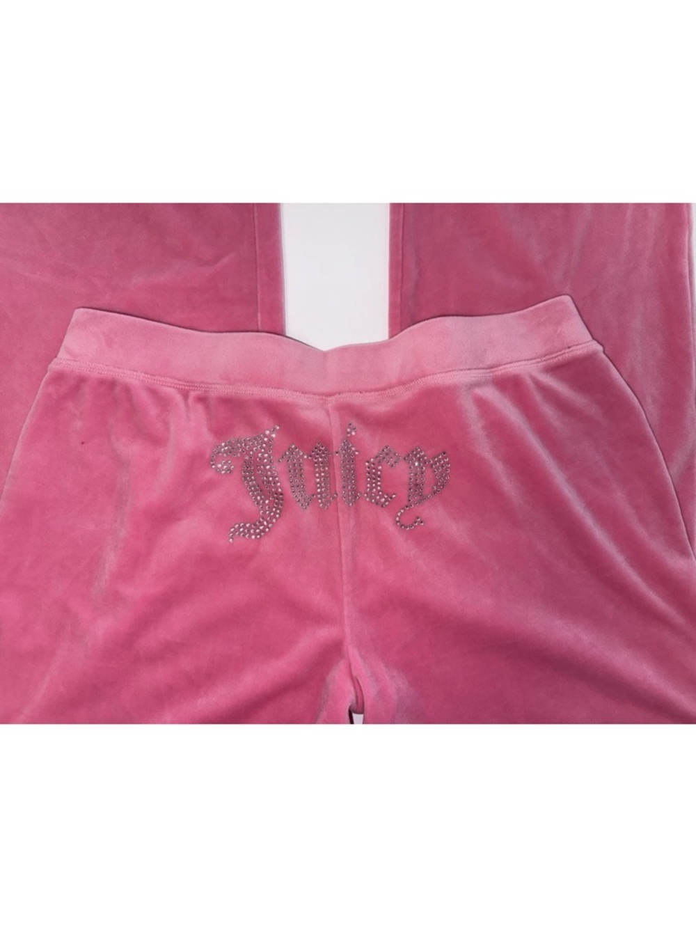 Juicy Couture Pink Velour Rhinestone Logo Track Pants
